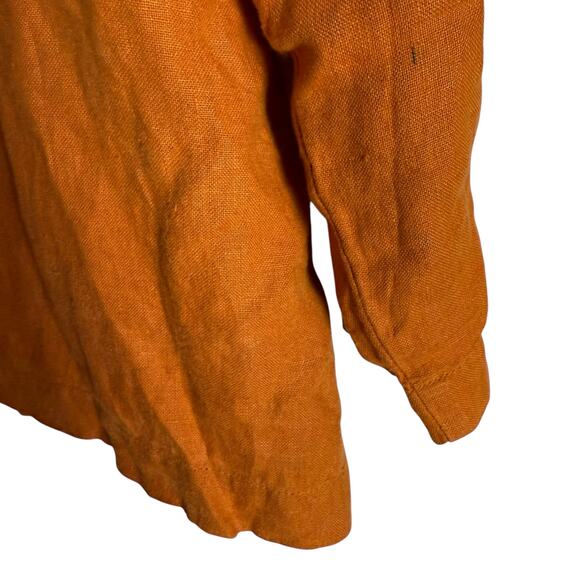 Flax 100% Linen Orange Button Front Shirt Top Size Small - Picture 8 of 12